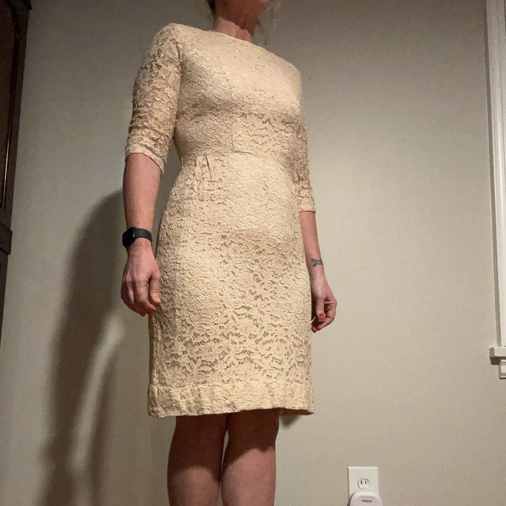 Gorgeous vintage lace dress (wedding?), made by Dolly Myers